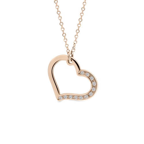 Heart necklace, Κ14 pink gold with diamonds 0.05ct, VS2, H ko4375 NECKLACES Κοσμηματα - chrilia.gr