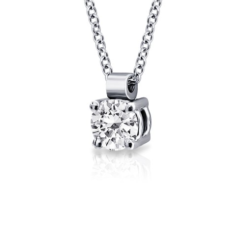 Solitaire necklace Κ18 white gold with diamond  0.25ct, SI1, H from IGL ko5696 NECKLACES Κοσμηματα - chrilia.gr