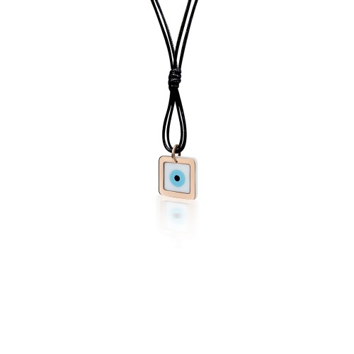 Car charm, with corian eye square, 14K pink gold, ko5589 LUCKY CHARMS Κοσμηματα - chrilia.gr