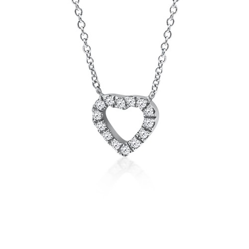 Heart necklace, Κ18 white gold with diamonds 0.05ct, VS2, H ko5075 NECKLACES Κοσμηματα - chrilia.gr