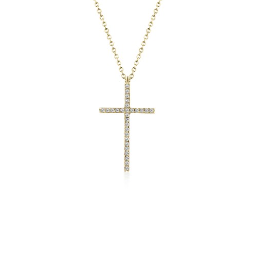 Cross necklace, Κ9 gold with zircon, ko5473 NECKLACES Κοσμηματα - chrilia.gr