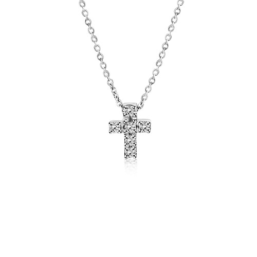 Cross neclace, Κ18 white gold with diamonds 0.04ct, VS2, H ko5446 NECKLACES Κοσμηματα - chrilia.gr