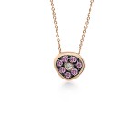 Eye necklace, Κ9 pink gold with pink sapphires 0.18ct and diamond 0.02ct, VS1, H ko5789 NECKLACES Κοσμηματα - chrilia.gr