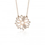 Flower neclace, Κ14 pink gold with diamonds 0.48ct, VS2, H pk0095 NECKLACES Κοσμηματα - chrilia.gr