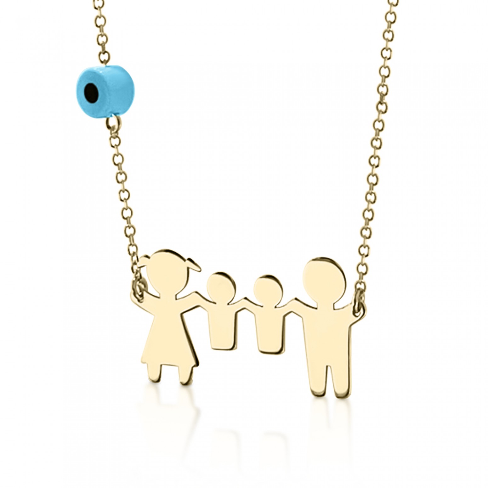 Νecklace for mum K14 gold with family and eye pk0192 NECKLACES Κοσμηματα - chrilia.gr