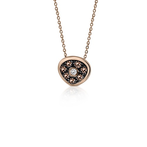 Eye necklace, Κ18 pink gold with brown diamonds 0.16ct and white diamond 0.02ct, VS1, H ko3180 NECKLACES Κοσμηματα - chrilia.gr