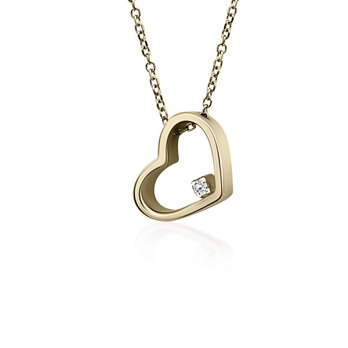 Heart necklace, Κ9 gold with zircon, ko5082 NECKLACES Κοσμηματα - chrilia.gr