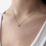 Heart necklace, Κ18 white gold with diamonds 0.05ct, VS2, H ko5075 NECKLACES Κοσμηματα - chrilia.gr