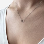 Round necklace, Κ14 white gold with diamond 0.02ct, VS2, H ko5321 NECKLACES Κοσμηματα - chrilia.gr