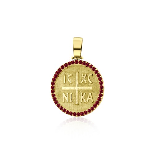  Byzantine K14 gold with red zircon me2239 BABIES Κοσμηματα - chrilia.gr