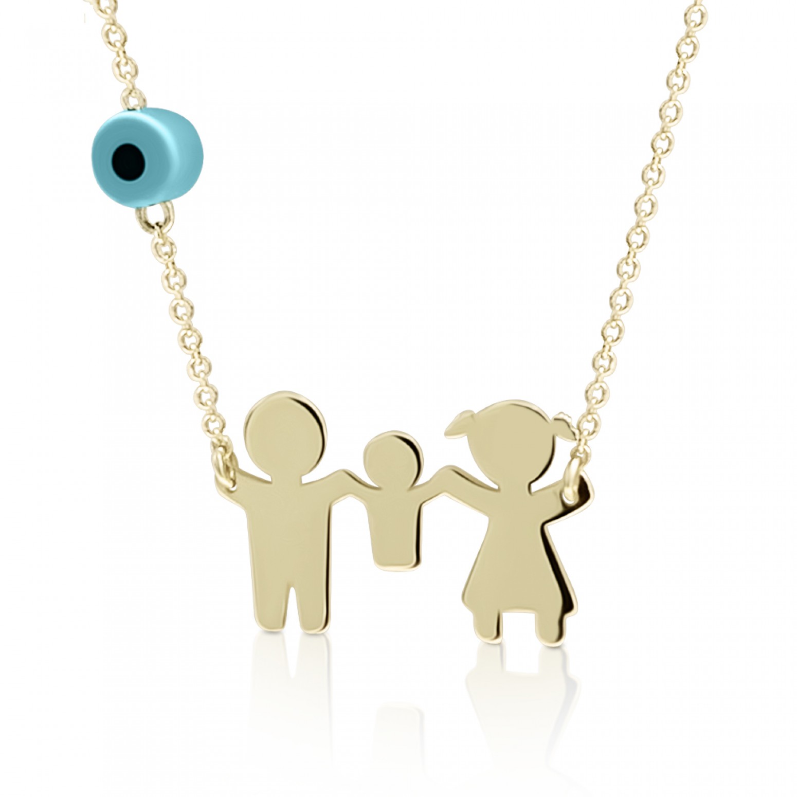 Νecklace for mum K14 gold with family and eye pk0149 NECKLACES Κοσμηματα - chrilia.gr