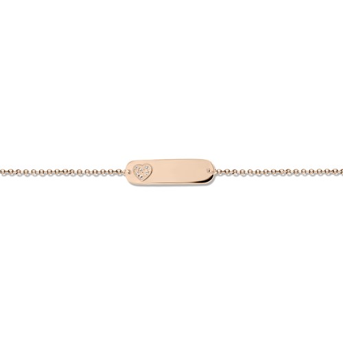 Babies identity bracelet K14 pink gold with heart and diamonds 0.02ct, VS2, H pb0356 BRACELETS Κοσμηματα - chrilia.gr