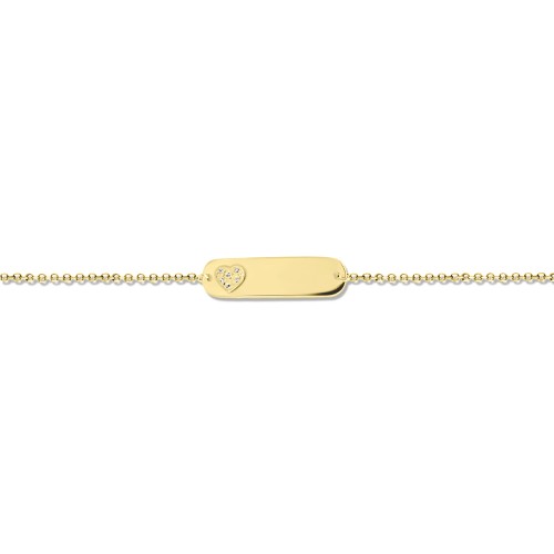 Babies identity bracelet K14 gold with heart and diamonds 0.02ct, VS2, H pb0360 BRACELETS Κοσμηματα - chrilia.gr