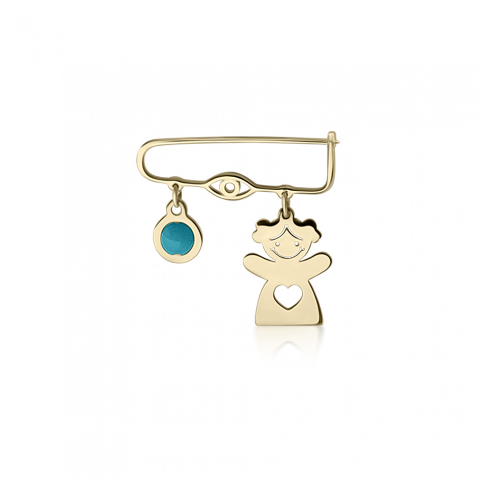 Babies pin K14 gold with girl, eye and turquoise pf0126 BABIES Κοσμηματα - chrilia.gr