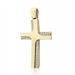 Double sided baptism cross K14 gold with zircon, st3982 CROSSES Κοσμηματα - chrilia.gr