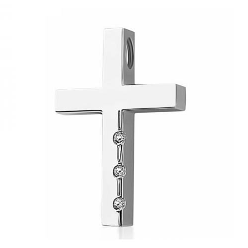 Baptism cross K14 white gold with zircon st3831 CROSSES Κοσμηματα - chrilia.gr