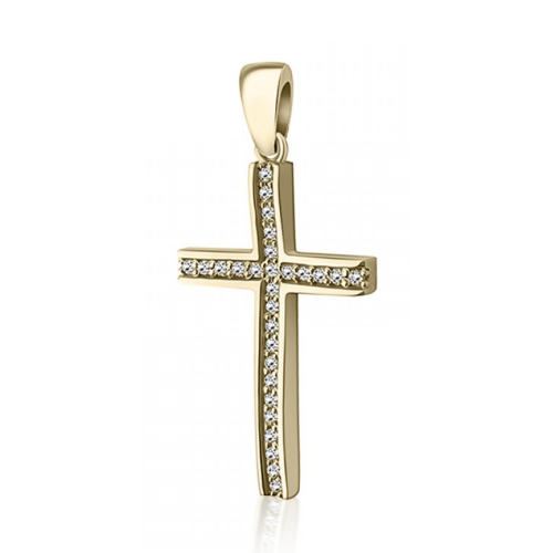 Baptism cross K18 gold with diamonds 0.18ct, VS1, H st4005 CROSSES Κοσμηματα - chrilia.gr