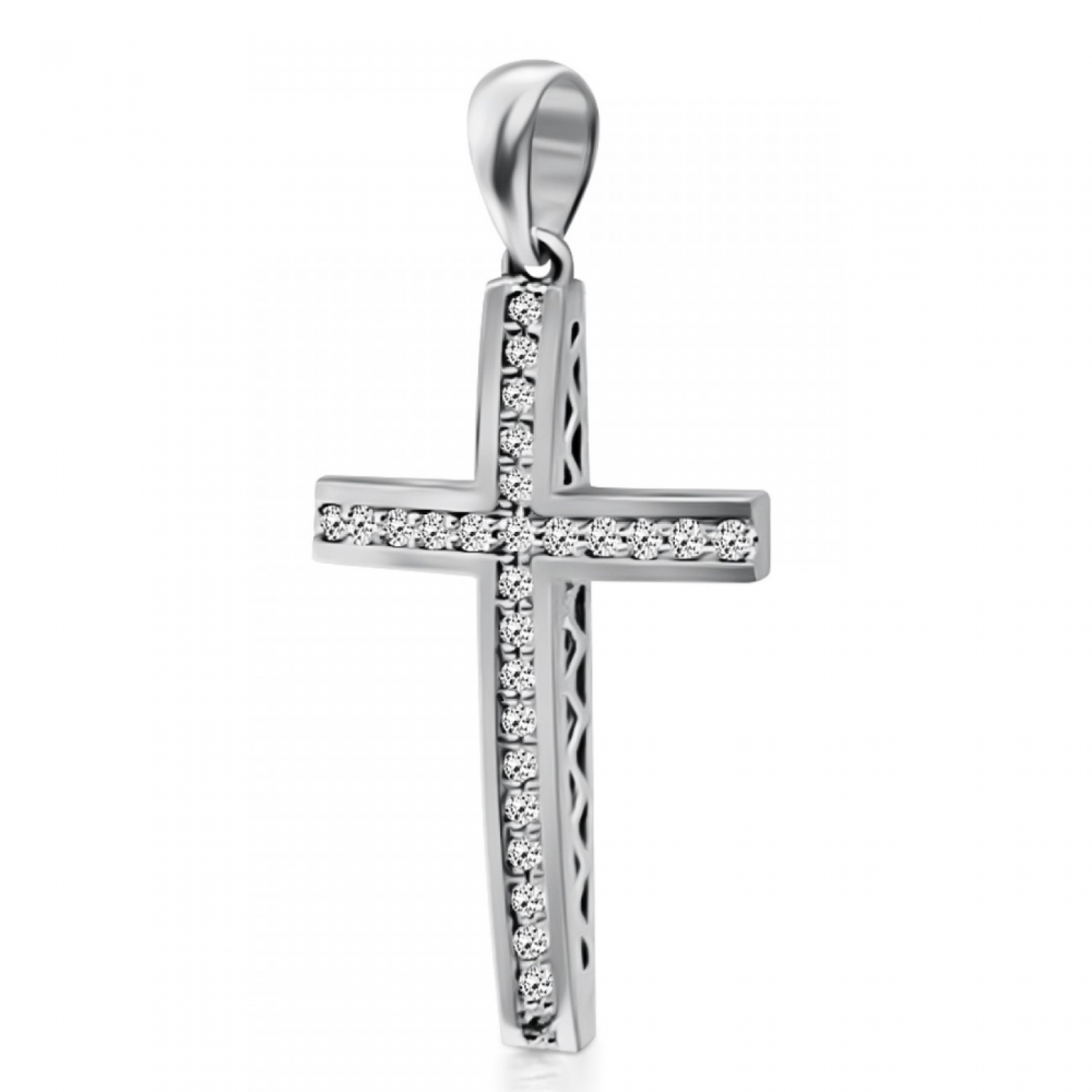 Baptism cross K18 white gold with diamonds 0.19ct, VS1, H st3864 CROSSES Κοσμηματα - chrilia.gr