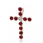 Baptism cross K18 pink gold with diamond 0.09ct, VS1, G and rubies 1.05ct, st3846 CROSSES Κοσμηματα - chrilia.gr