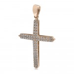 Baptism cross K18 pink gold with diamonds 0.22ct, VS2, H st3574 CROSSES Κοσμηματα - chrilia.gr