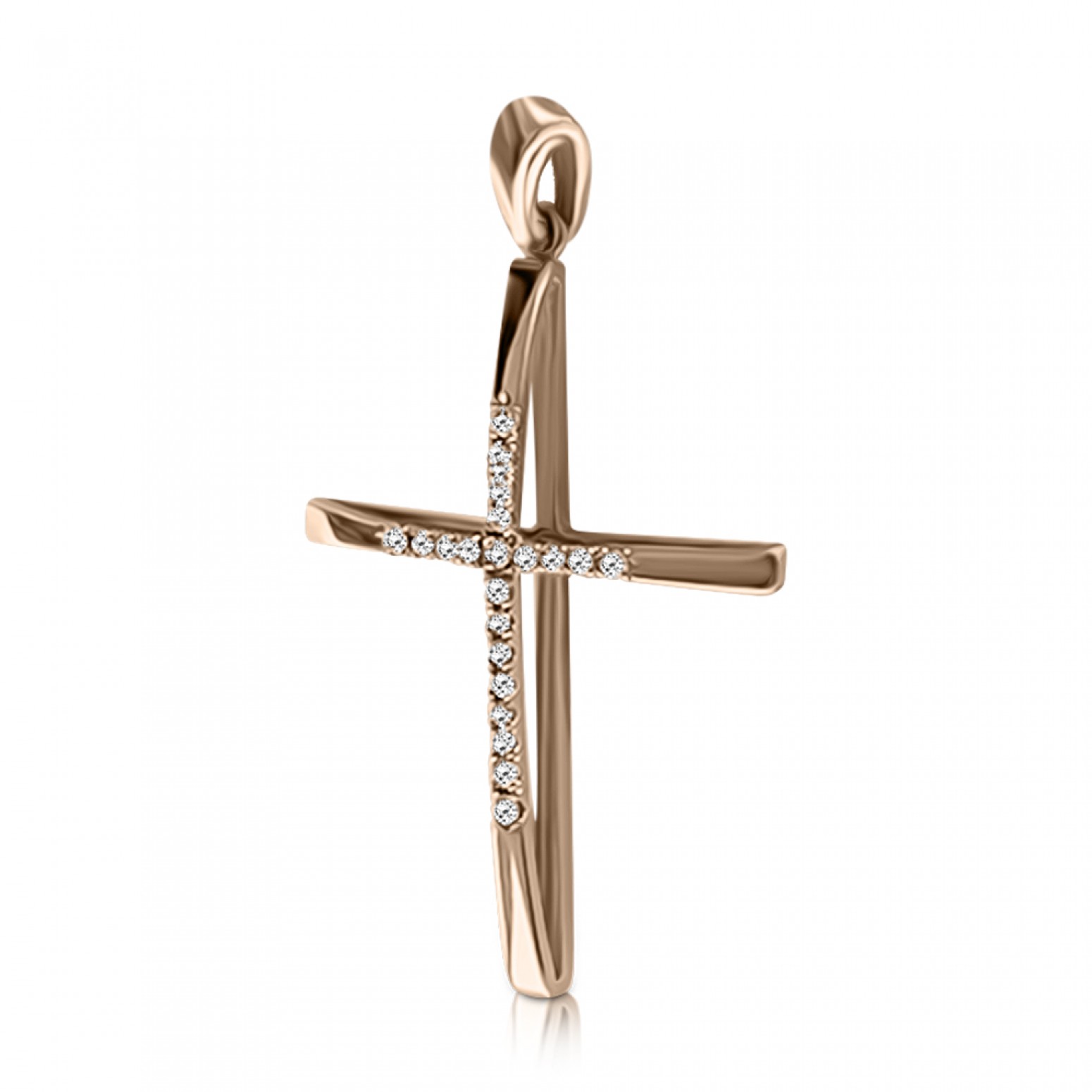 Baptism cross K18 pink gold with diamonds 0.09ct, VS2, H st3609 CROSSES Κοσμηματα - chrilia.gr