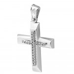 Baptism cross K14 white gold with zircon st3645 CROSSES Κοσμηματα - chrilia.gr