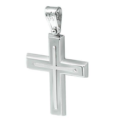 Βαπτιστικός σταυρός Κ14 λευκόχρυσο st3655 ΣΤΑΥΡΟΙ Κοσμηματα - chrilia.gr