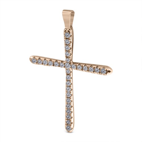 Baptism cross K18 pink gold with diamonds 0.15ct, VS2, H  st3692 CROSSES Κοσμηματα - chrilia.gr