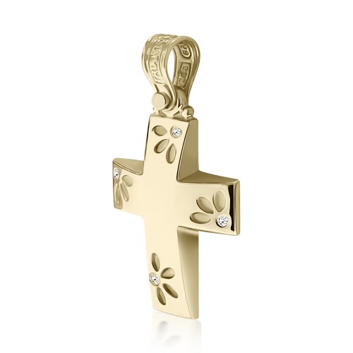 Baptism cross K14 gold with zircon st3480 CROSSES Κοσμηματα - chrilia.gr