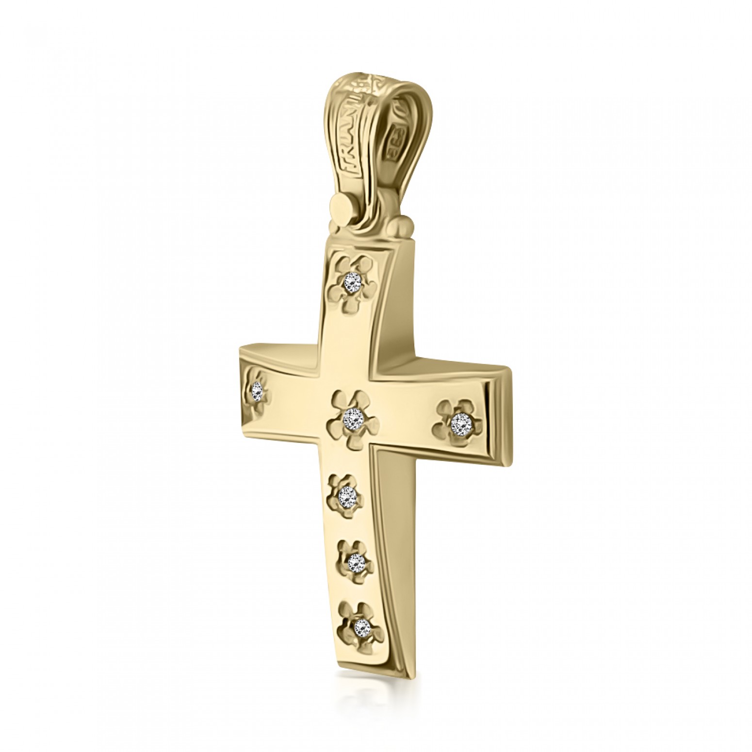 Baptism cross K14 gold with zircon st3511 CROSSES Κοσμηματα - chrilia.gr