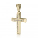 Baptism cross K14 gold with zircon st3595 CROSSES Κοσμηματα - chrilia.gr