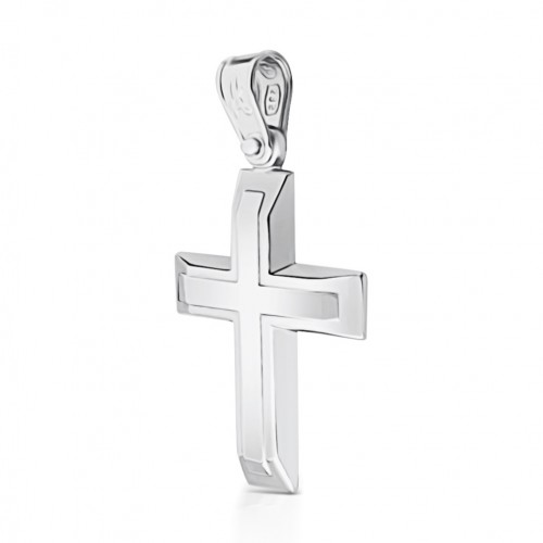 Baptism cross K14 white gold st3646 CROSSES Κοσμηματα - chrilia.gr