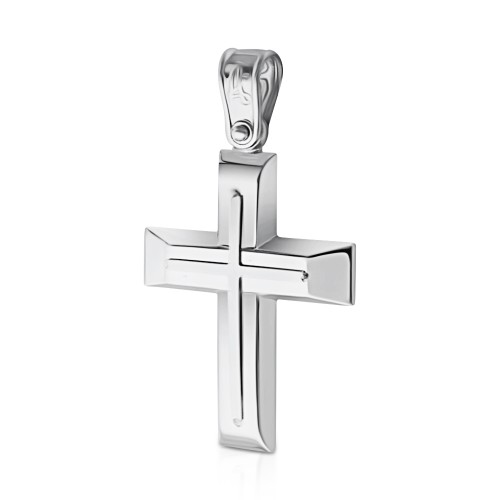 Baptism cross K14 white gold st3651 CROSSES Κοσμηματα - chrilia.gr