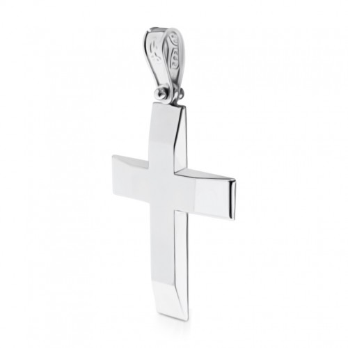 Baptism cross K14 white gold st3654 CROSSES Κοσμηματα - chrilia.gr