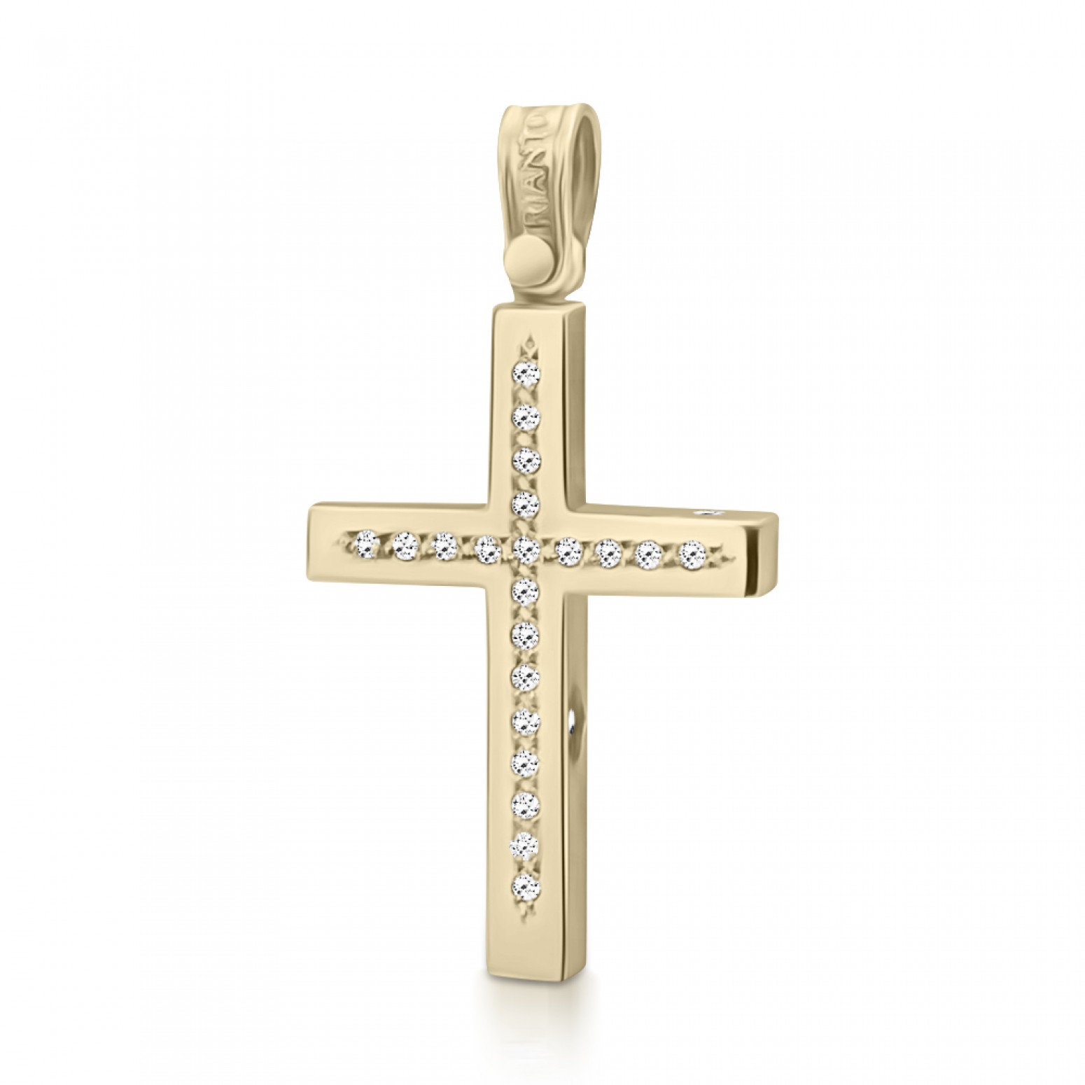 Baptism cross K14 gold with zircon st3711 CROSSES Κοσμηματα - chrilia.gr