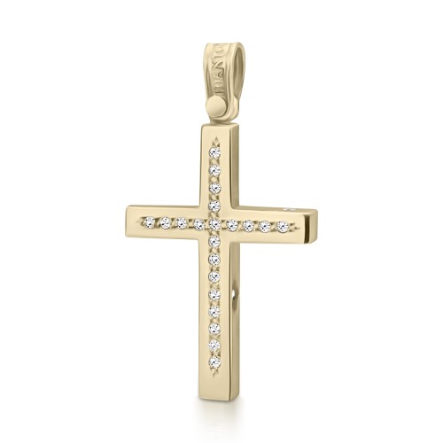 Baptism cross K14 gold with zircon st3711 CROSSES Κοσμηματα - chrilia.gr