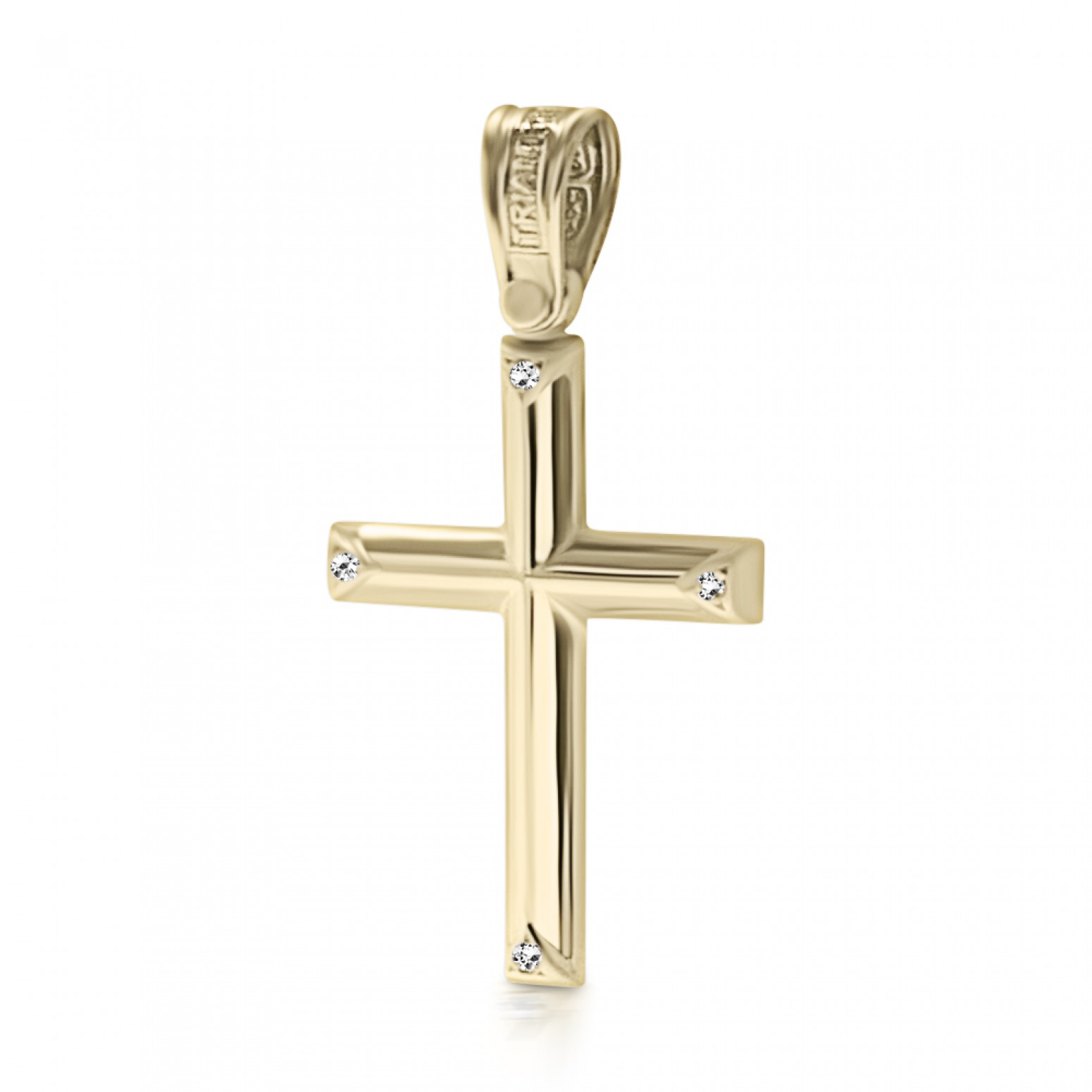 Baptism cross K14 gold with zircon st3772 CROSSES Κοσμηματα - chrilia.gr