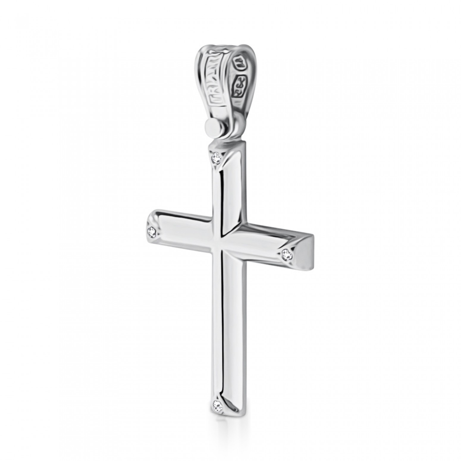 Baptism cross K14 white gold with zircon st3773 CROSSES Κοσμηματα - chrilia.gr