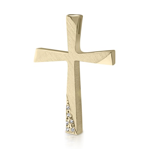 Baptism cross K14 gold with zircon st3774 CROSSES Κοσμηματα - chrilia.gr