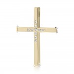 Baptism cross K14 gold with zircon st3813 CROSSES Κοσμηματα - chrilia.gr