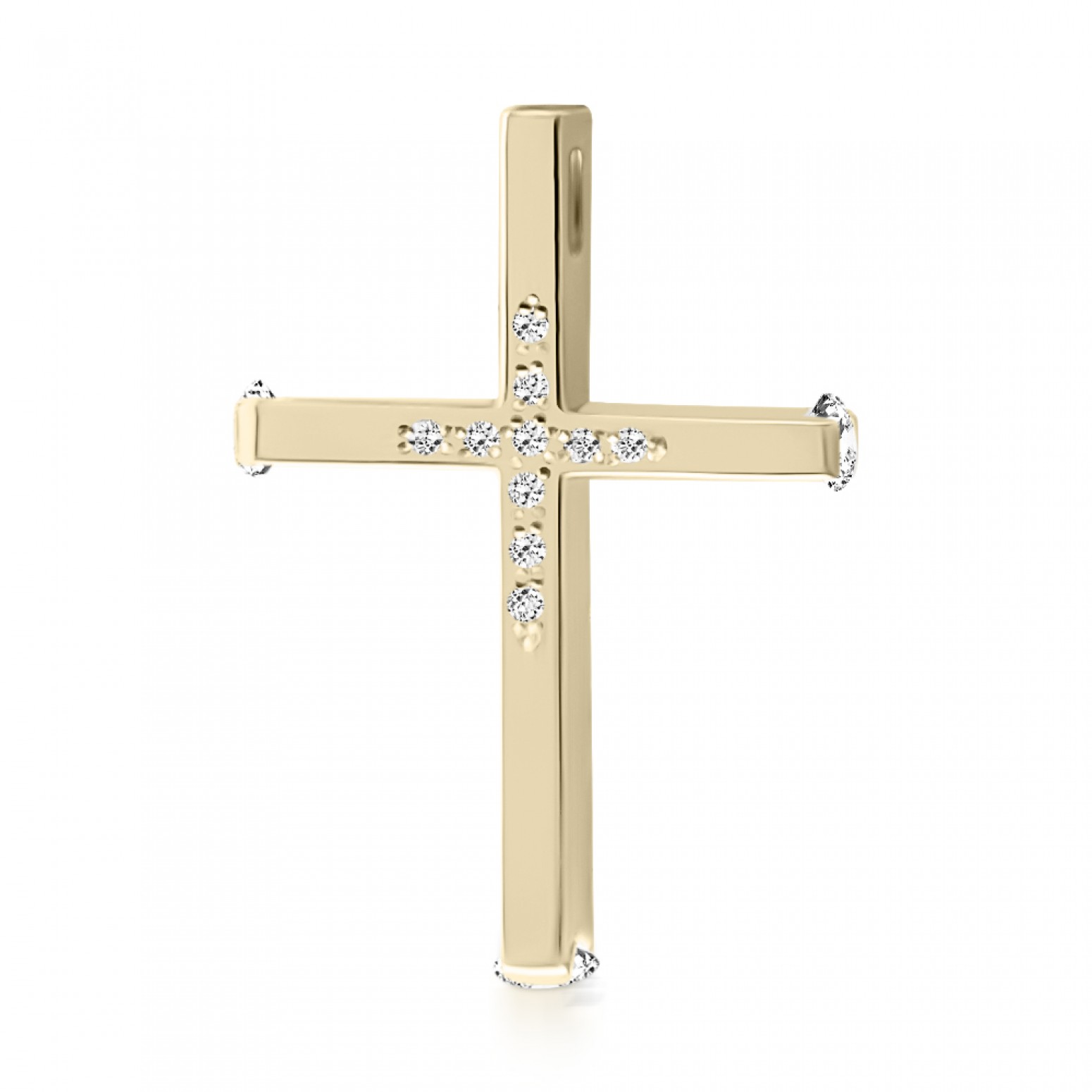 Baptism cross K14 gold with zircon st3813 CROSSES Κοσμηματα - chrilia.gr