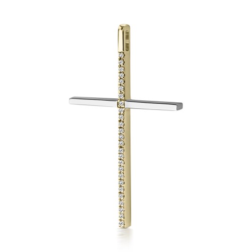 Baptism cross K18 gold and white gold with diamonds 0.06ct, VS2, H st3854 CROSSES Κοσμηματα - chrilia.gr