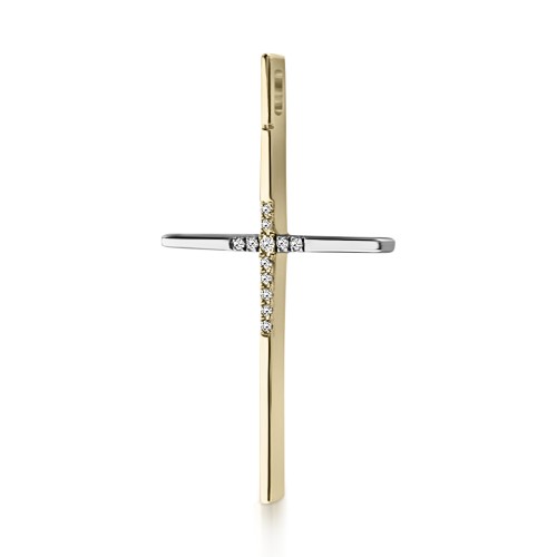 Baptism cross K18 gold and white gold with diamonds 0.04ct, VS2, H st3856 CROSSES Κοσμηματα - chrilia.gr