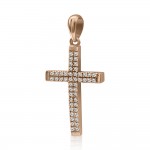 Baptism cross K18 pink gold with diamonds 0.17ct, VS1, H st3866 CROSSES Κοσμηματα - chrilia.gr