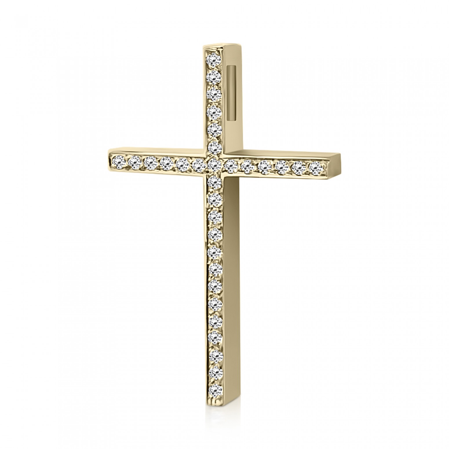 Baptism cross K14 gold with zircon st3870 CROSSES Κοσμηματα - chrilia.gr