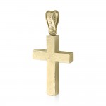 Double sided baptism cross K14 gold, st3885 CROSSES Κοσμηματα - chrilia.gr