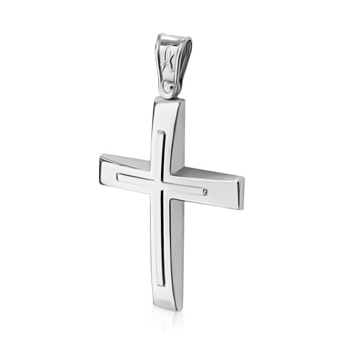 Baptism cross K14 white gold st3931 CROSSES Κοσμηματα - chrilia.gr