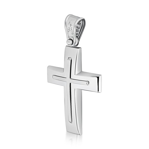 Baptism cross K14 white gold st3938 CROSSES Κοσμηματα - chrilia.gr