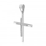 Baptism cross K14 white gold with zircon st3941 CROSSES Κοσμηματα - chrilia.gr